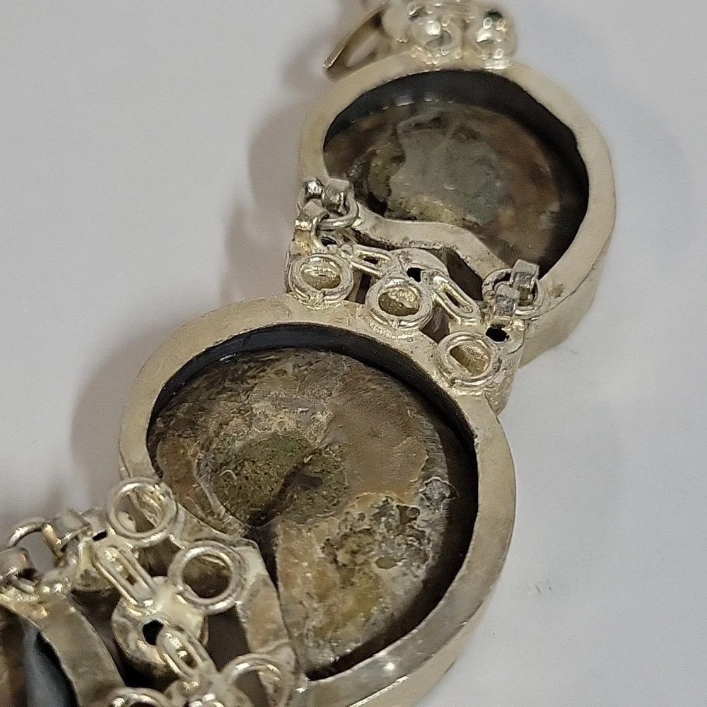 Chunky Boho Hippie Ammonite Fossil Shell Necklace with Citrine Accents - Picture 14 of 17